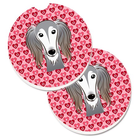 Carolines Treasures Saluki Hearts Cup Holder Car Coasters - Set of 2 BB5299CARC